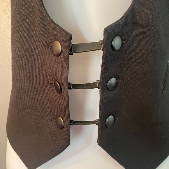 No Label-Vintage Black Front Button Fashion Vest - Picture 12 of 16